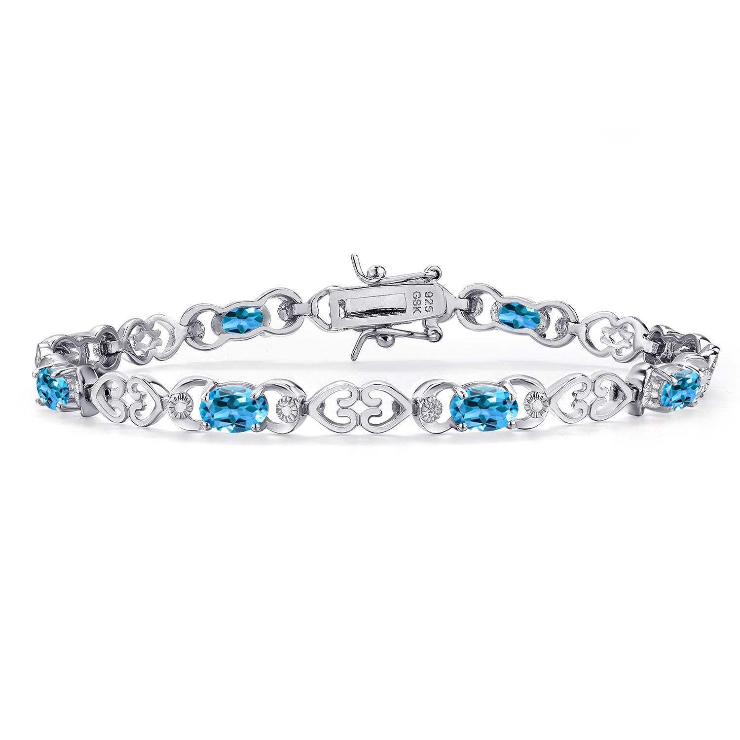 Swiss Blue Topaz - November_Bracelet in 925 Sterling Silver