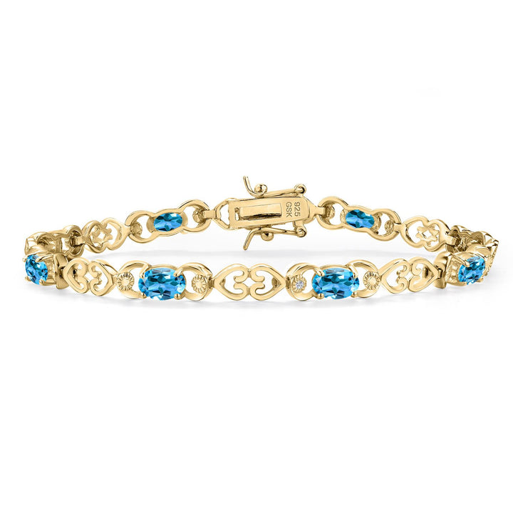Swiss Blue Topaz - November_Bracelet in 925 Yellow Gold Plated Silver