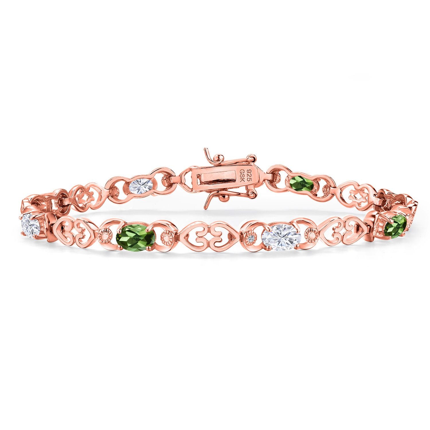 Green Tourmaline - October_Bracelet in 925 Rose Gold Plated Silver