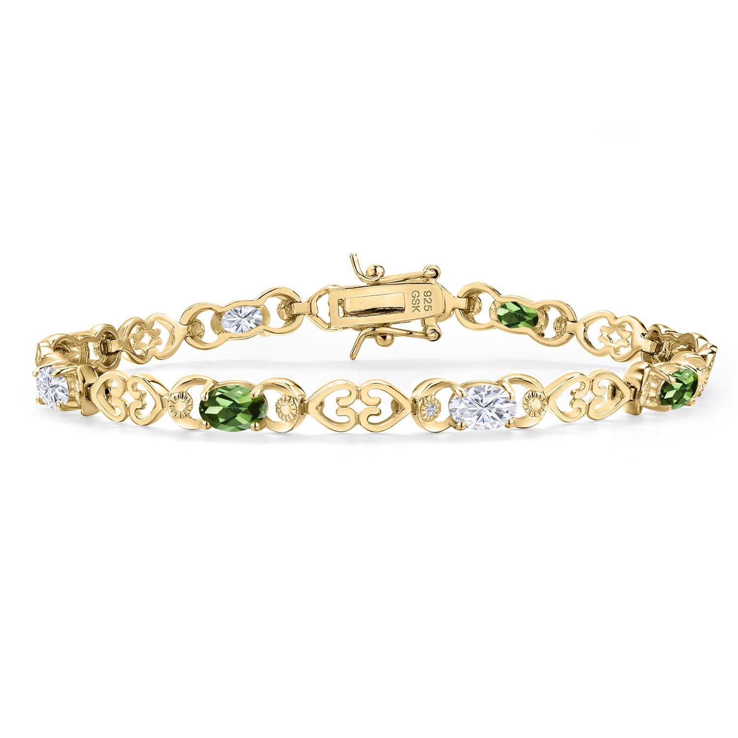 Green Tourmaline - October_Bracelet in 925 Yellow Gold Plated Silver