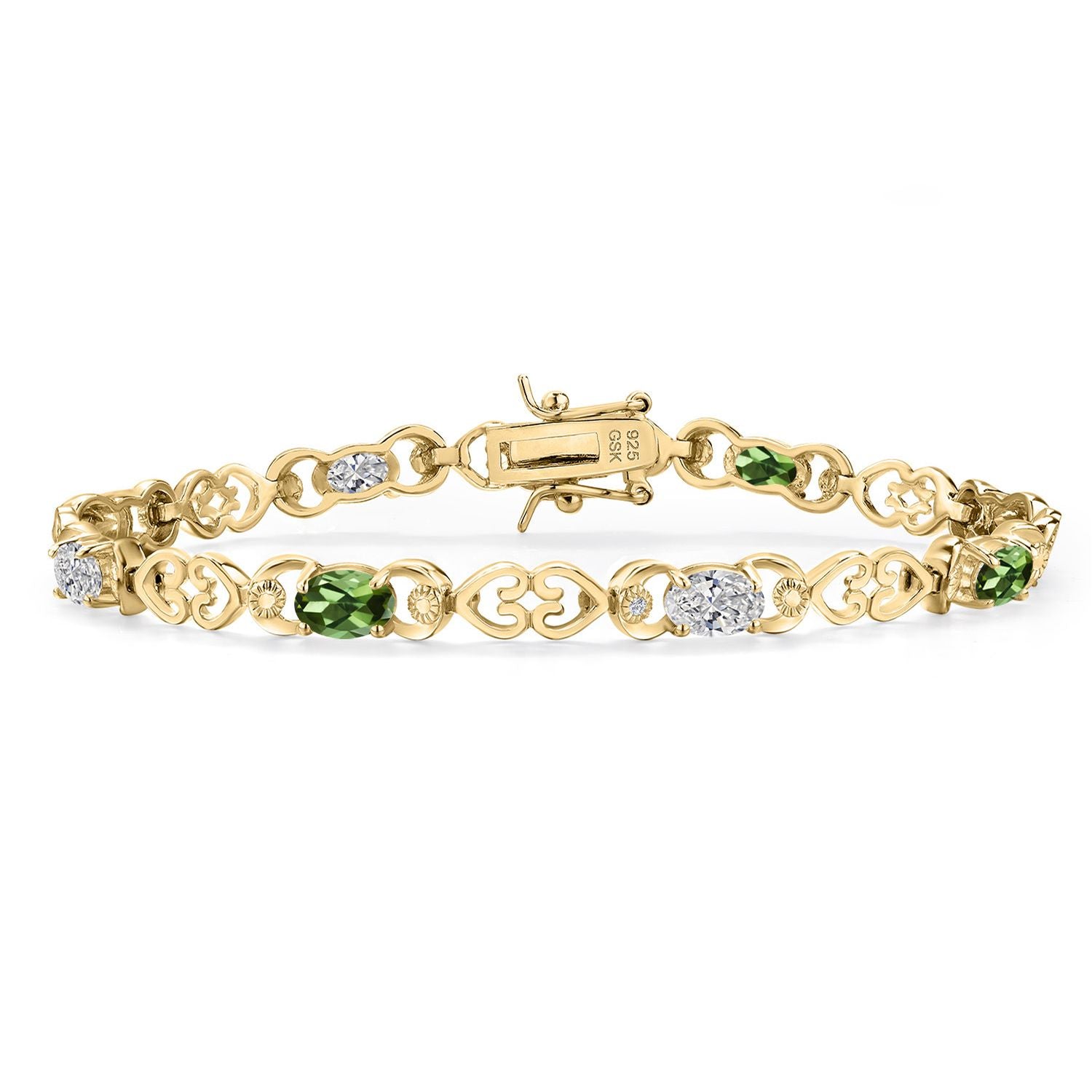 Green Tourmaline - October_Bracelet in 925 Yellow Gold Plated Silver
