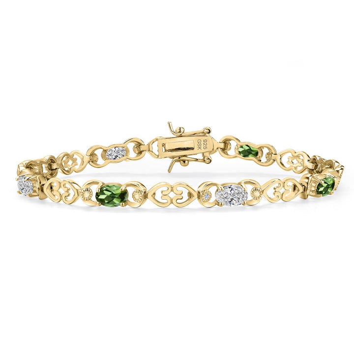 Green Tourmaline - October_Bracelet in 925 Yellow Gold Plated Silver