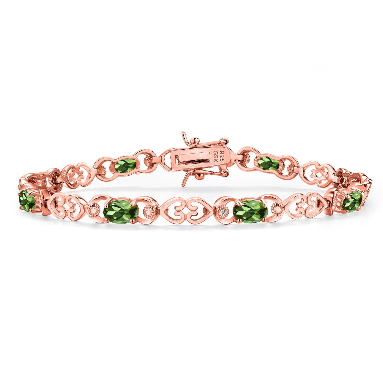 Green Tourmaline - October_Bracelet in 925 Rose Gold Plated Silver