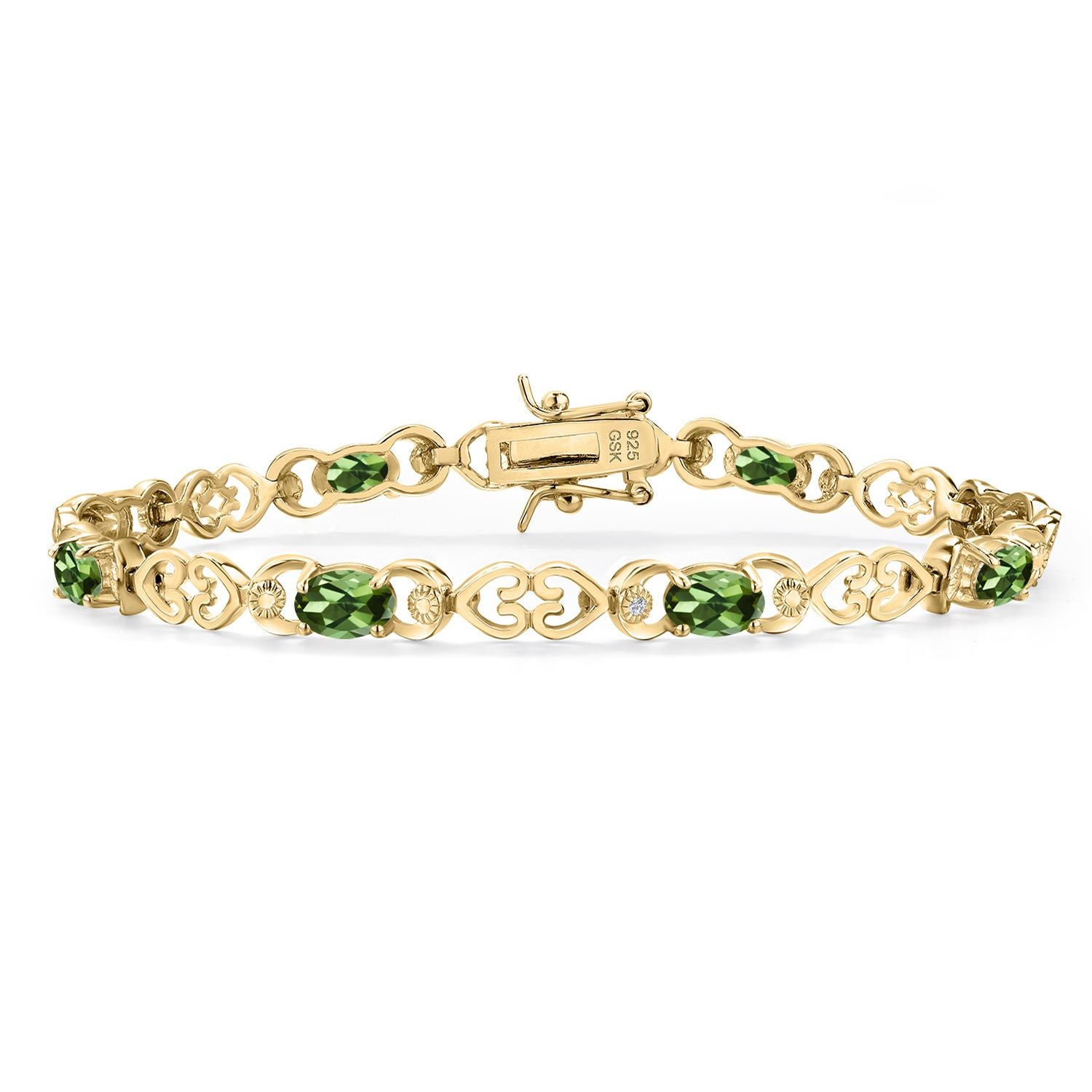 Green Tourmaline - October_Bracelet in 925 Yellow Gold Plated Silver