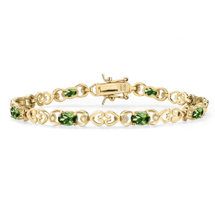 Green Tourmaline - October_Bracelet in 925 Yellow Gold Plated Silver
