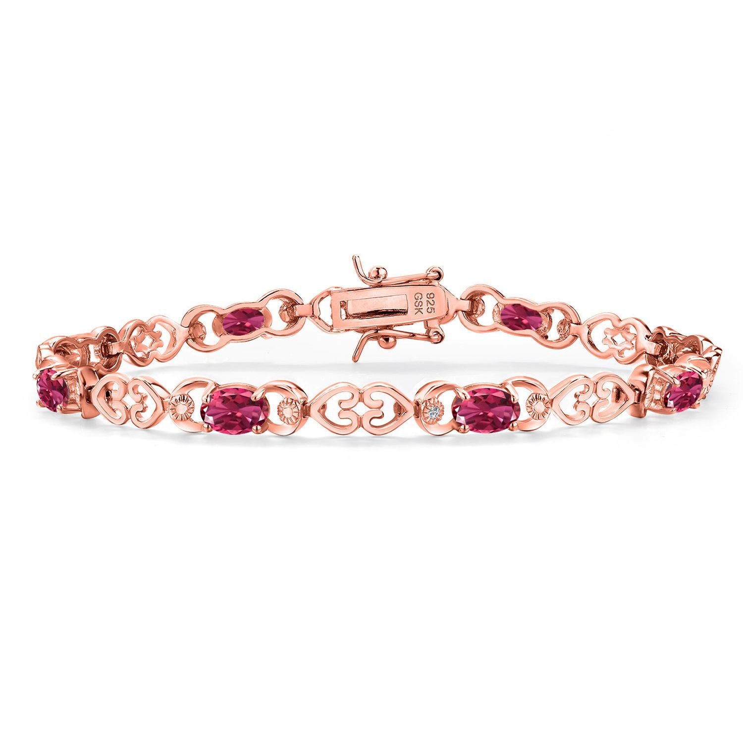 Pink Tourmaline - October_Bracelet in 925 Rose Gold Plated Silver