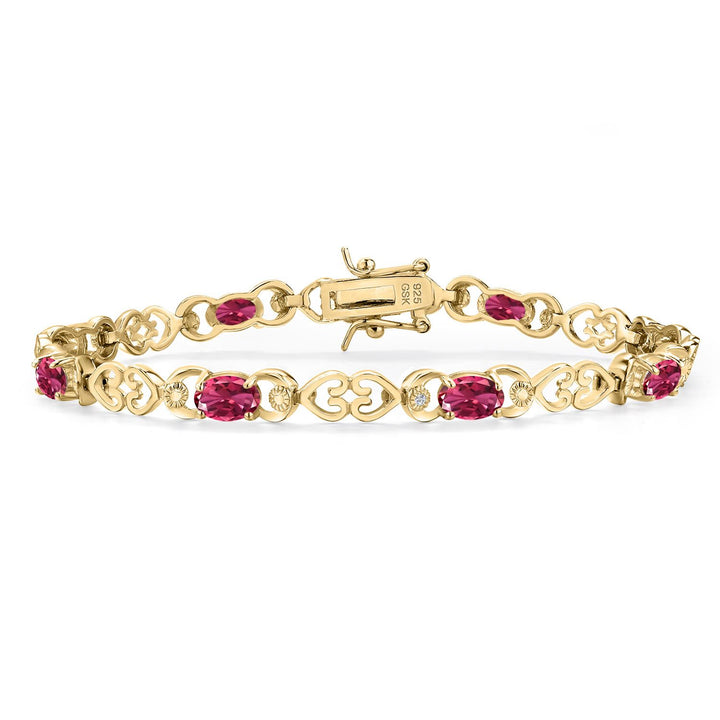 Pink Tourmaline - October_Bracelet in 925 Yellow Gold Plated Silver