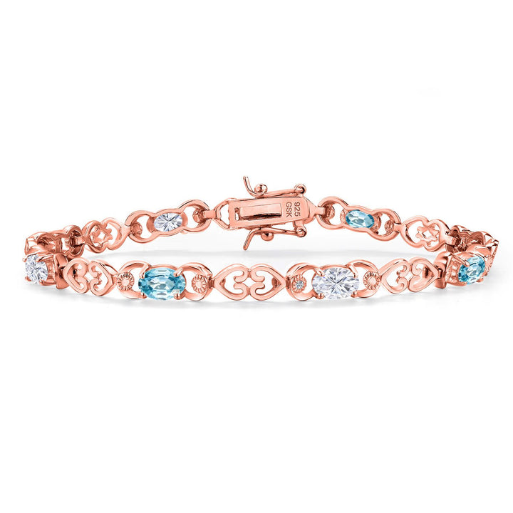 Blue Zircon_Bracelet in 925 Rose Gold Plated Silver