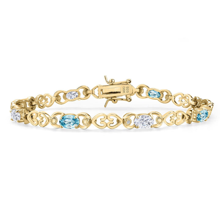 Blue Zircon_Bracelet in 925 Yellow Gold Plated Silver