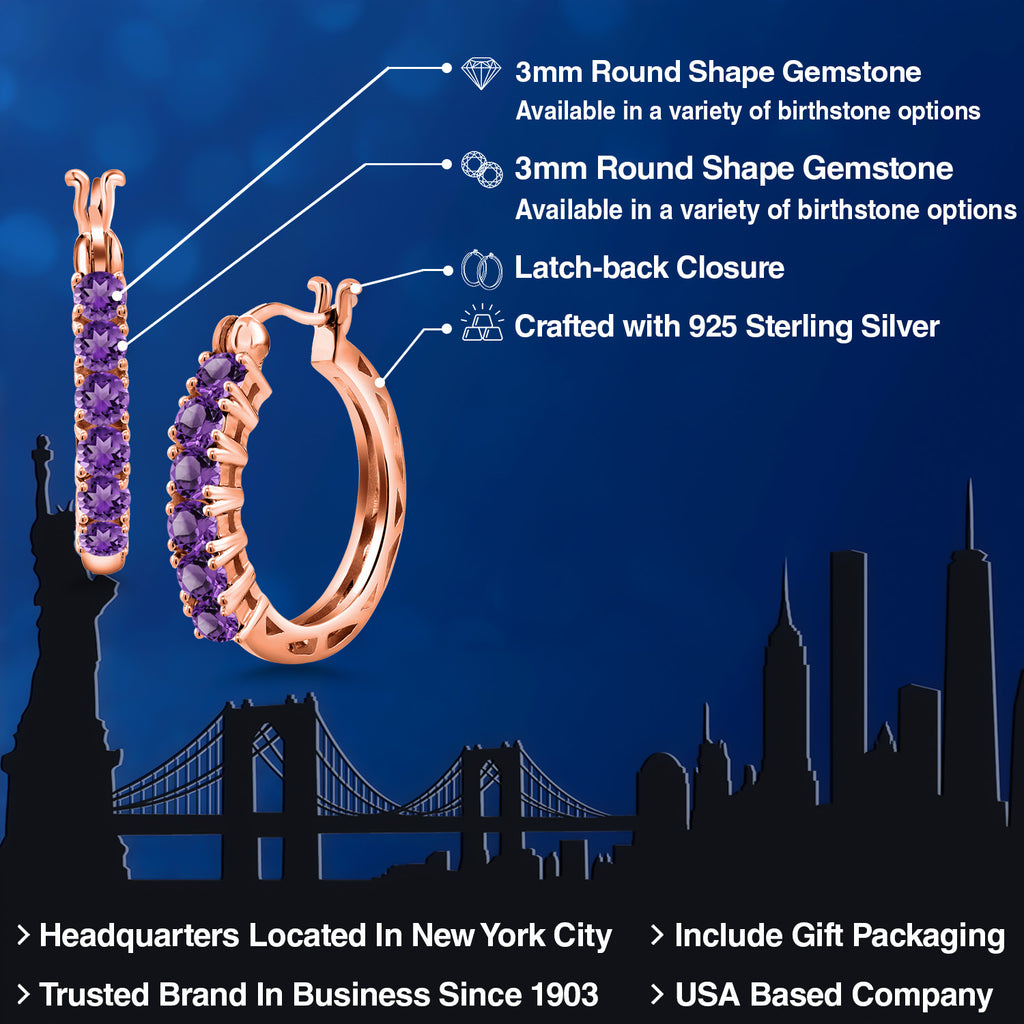 Purple_925 Rose Gold Plated Silver_Earrings in 925 Rose Gold Plated Silver
