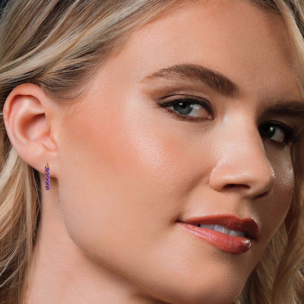 Purple_925 Rose Gold Plated Silver_Earrings in 925 Rose Gold Plated Silver