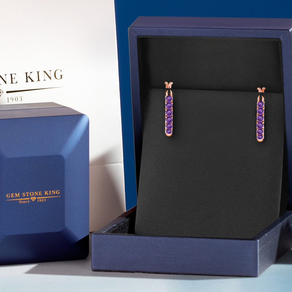 Purple_925 Rose Gold Plated Silver_Earrings in 925 Rose Gold Plated Silver