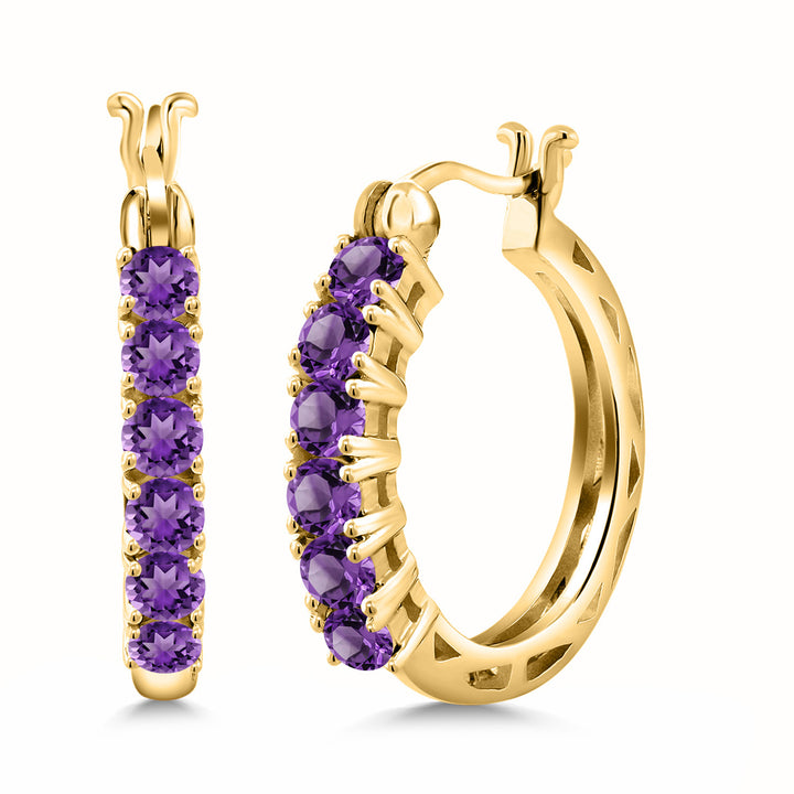 Amethyst_925 Yellow Gold Plated Silver_Earrings in 925 Yellow Gold Plated Silver
