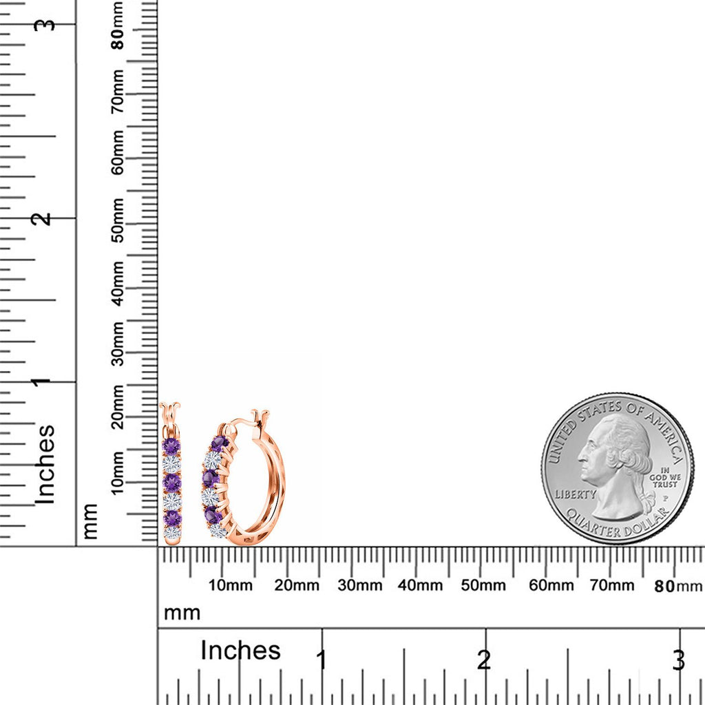 Purple and Near Colorless (GH)_925 Rose Gold Plated Silver_Earrings in 925 Rose Gold Plated Silver