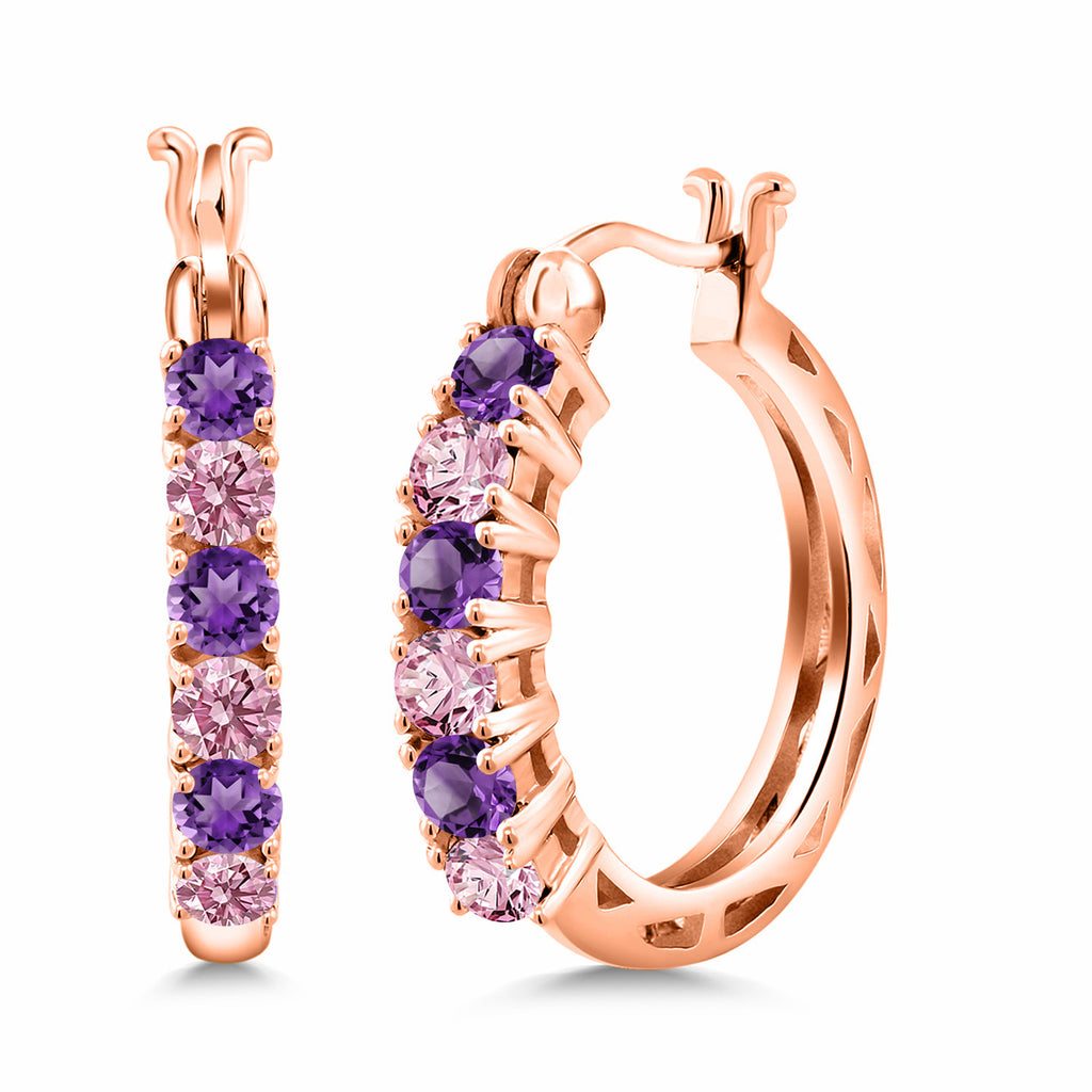Purple and Pink_925 Rose Gold Plated Silver_Earrings in 925 Rose Gold Plated Silver