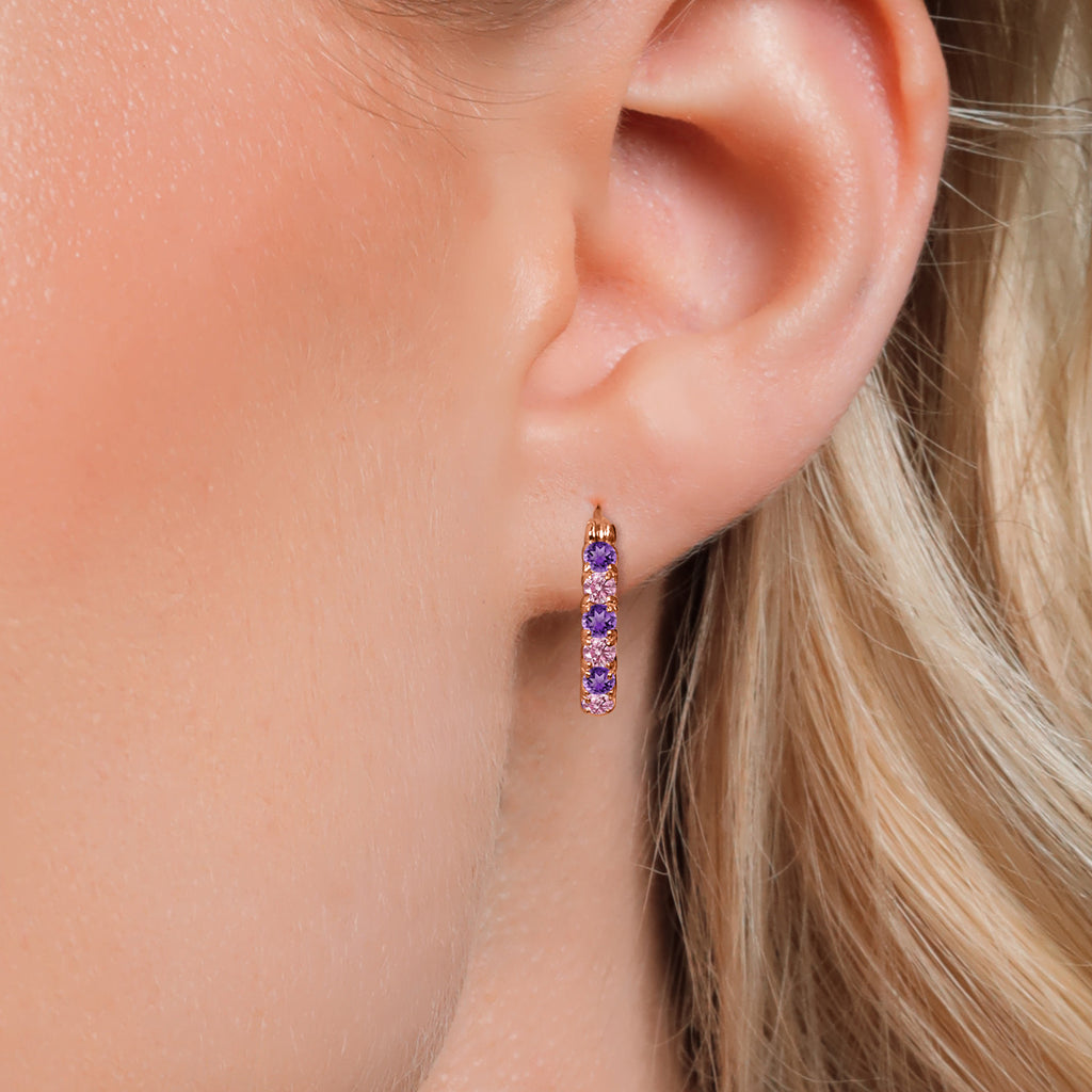 Purple and Pink_925 Rose Gold Plated Silver_Earrings in 925 Rose Gold Plated Silver