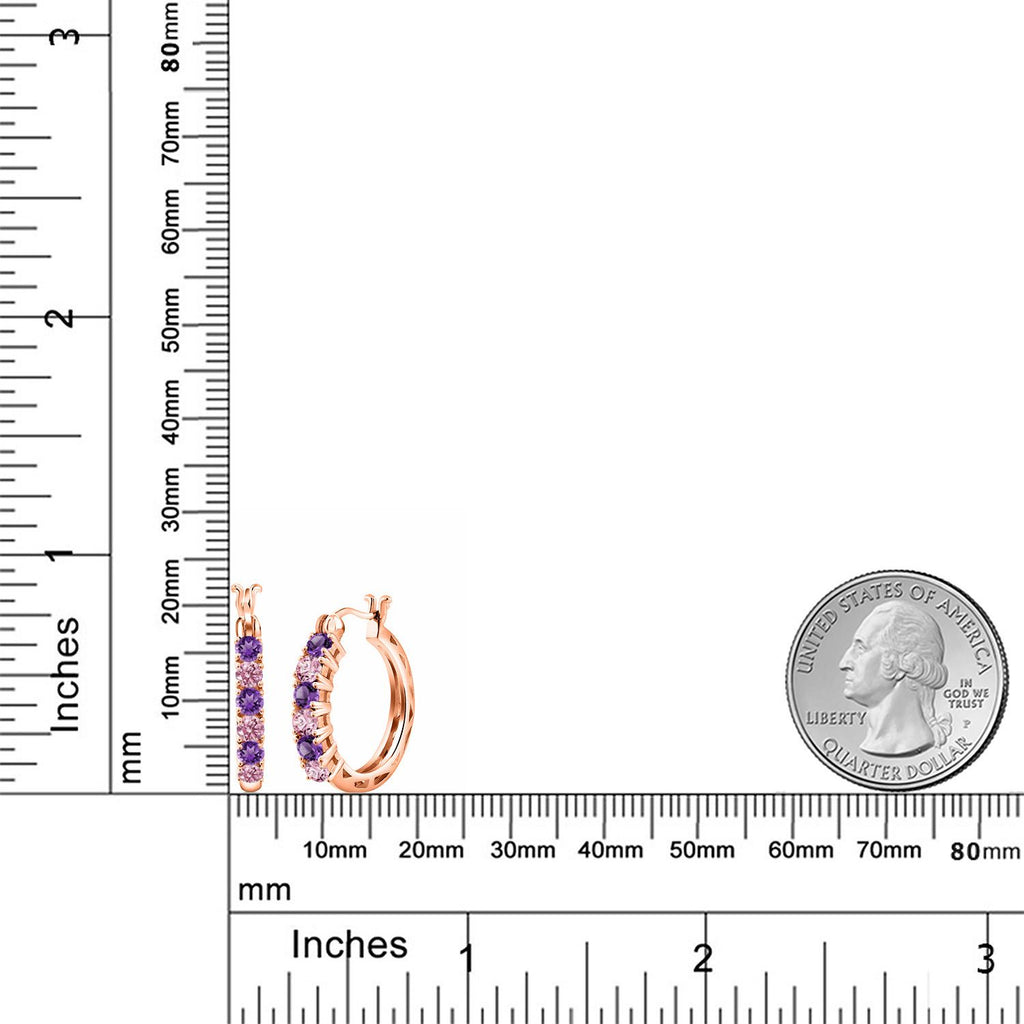 Purple and Pink_925 Rose Gold Plated Silver_Earrings in 925 Rose Gold Plated Silver