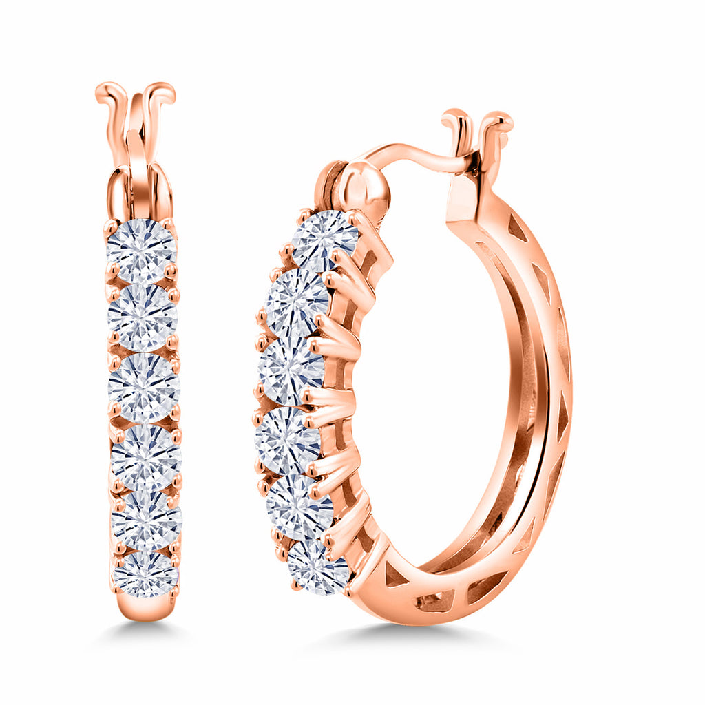 White Moissanite_925 Rose Gold Plated Silver_Earrings in 925 Rose Gold Plated Silver