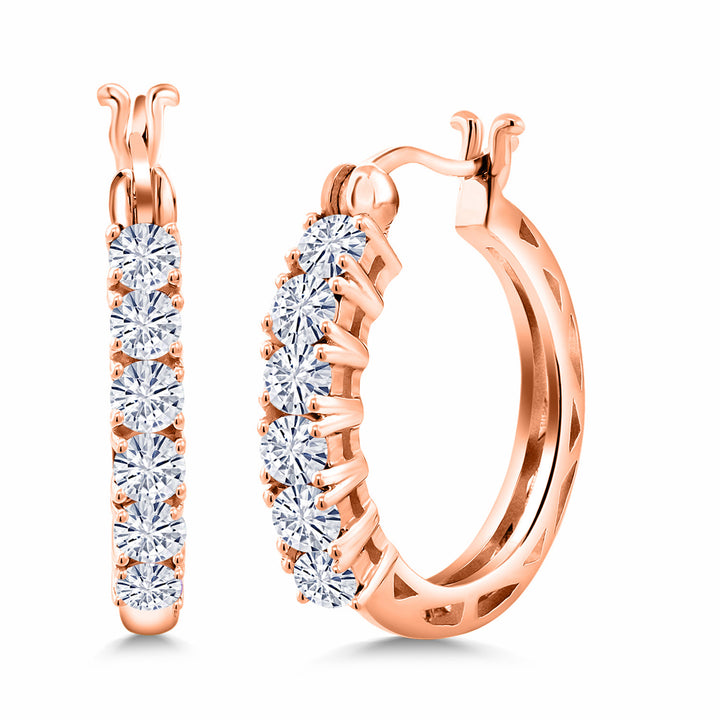 White Moissanite_925 Rose Gold Plated Silver_Earrings in 925 Rose Gold Plated Silver