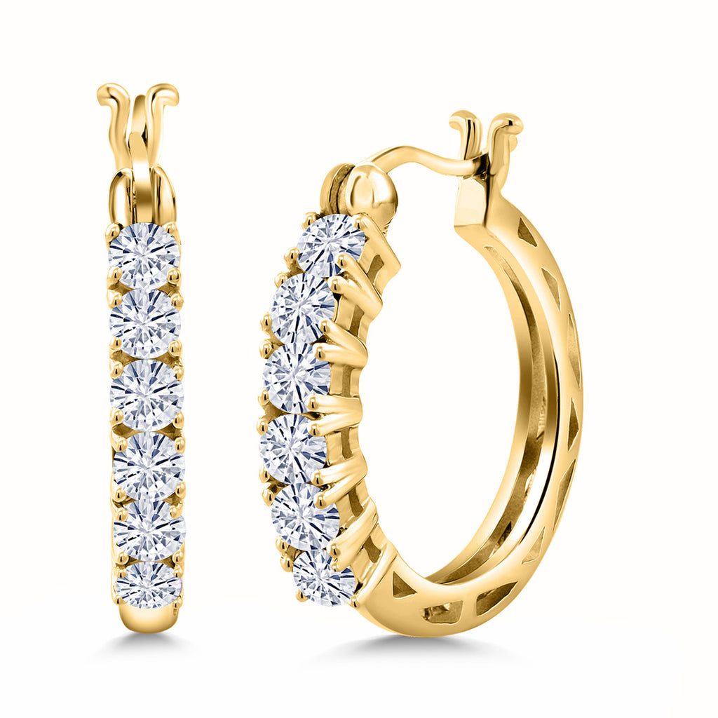 White Moissanite_925 Yellow Gold Plated Silver_Earrings in 925 Yellow Gold Plated Silver