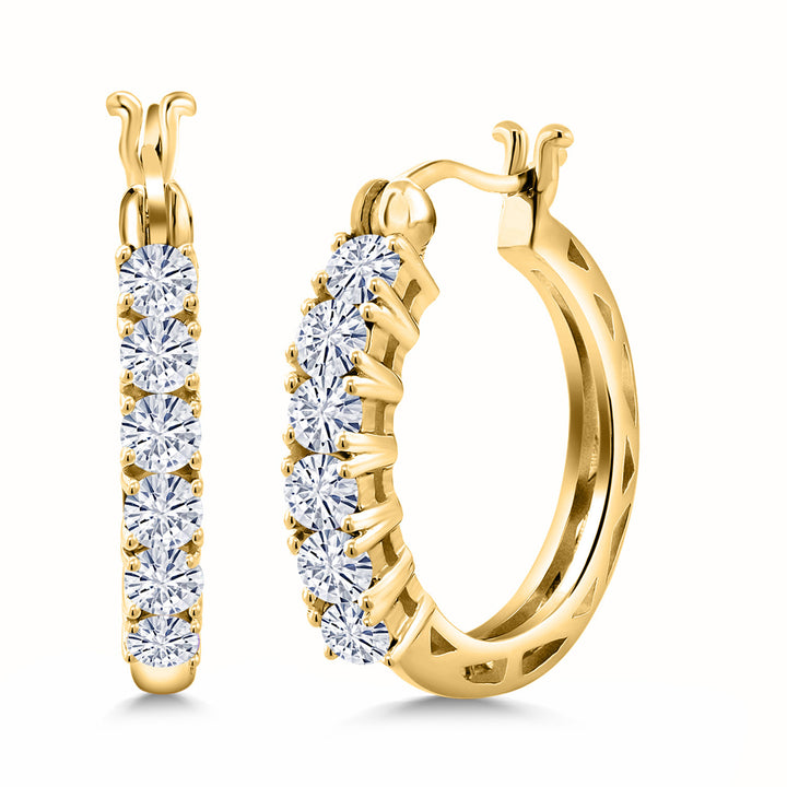 White Moissanite_925 Yellow Gold Plated Silver_Earrings in 925 Yellow Gold Plated Silver