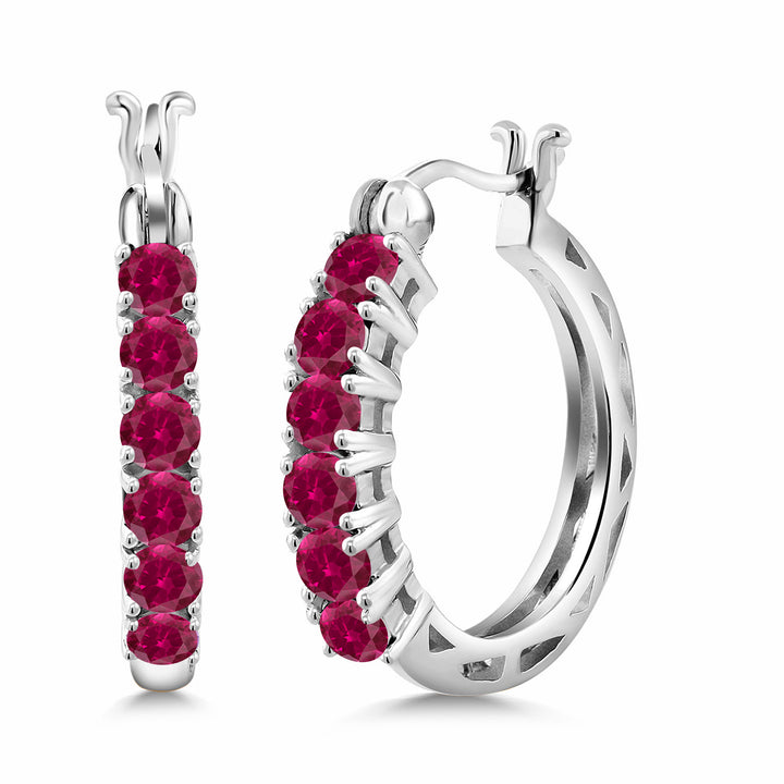 Created Ruby_925 Sterling Silver_Earrings in 925 Sterling Silver