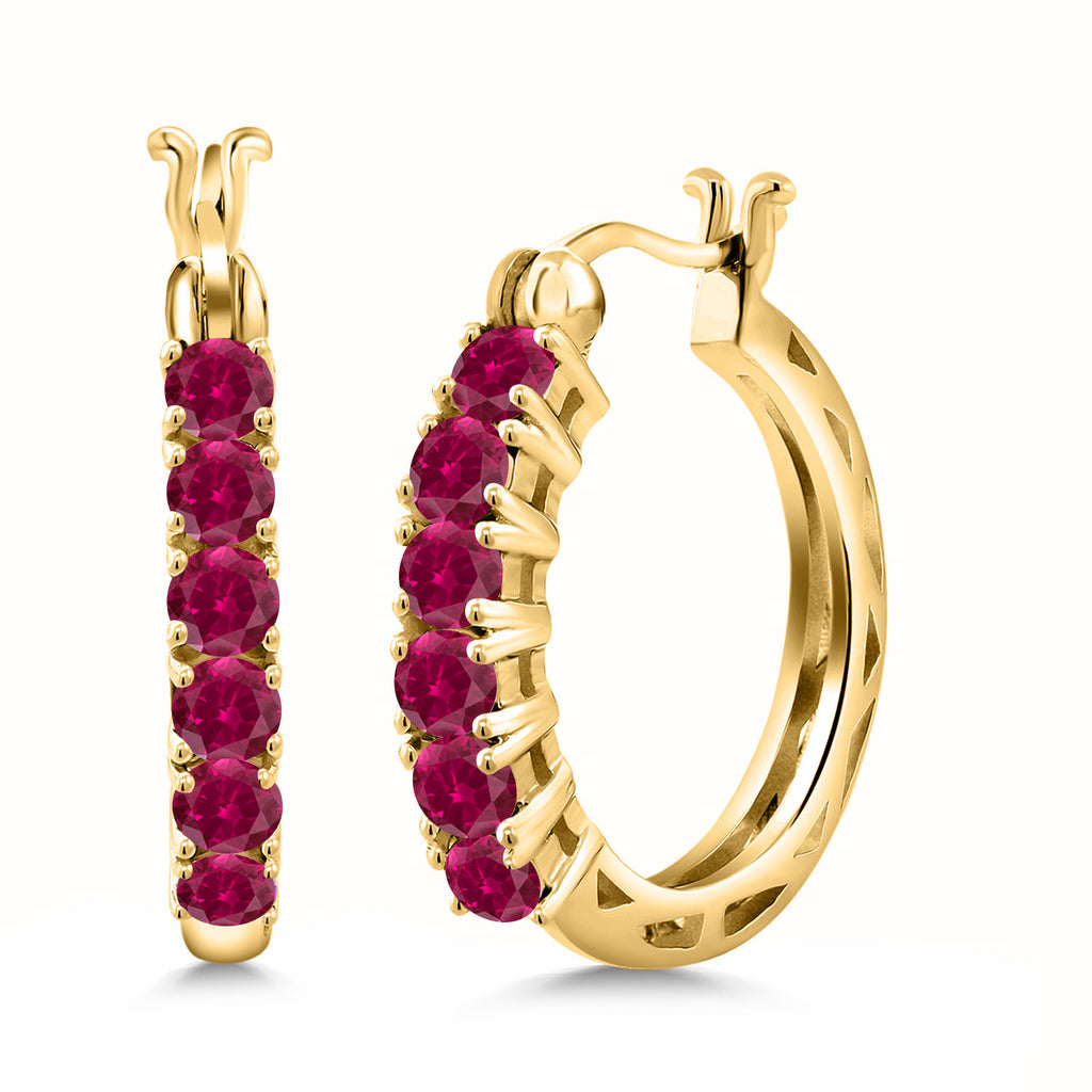 Created Ruby_925 Yellow Gold Plated Silver_Earrings in 925 Yellow Gold Plated Silver