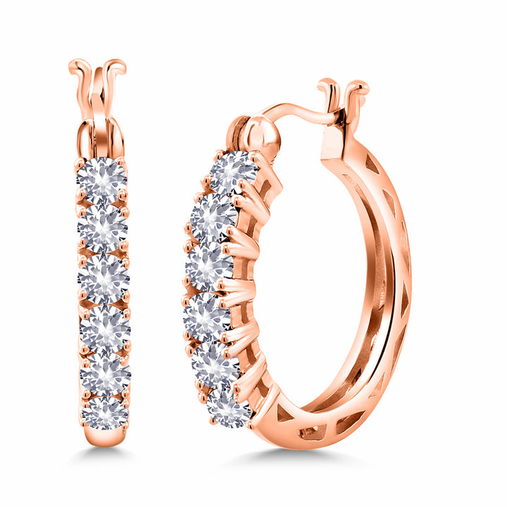 White Created Sapphire_925 Rose Gold Plated Silver_Earrings in 925 Rose Gold Plated Silver