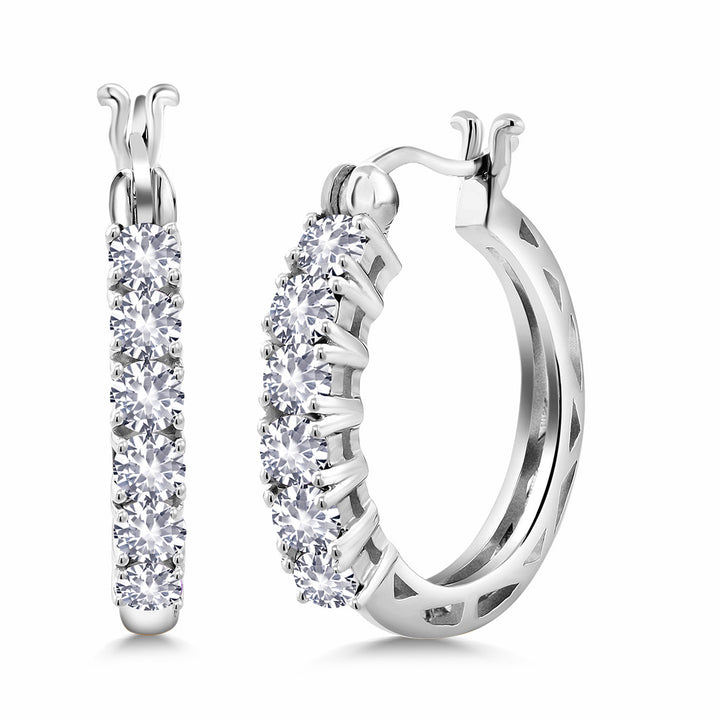 White Created Sapphire_925 Sterling Silver_Earrings in 925 Sterling Silver