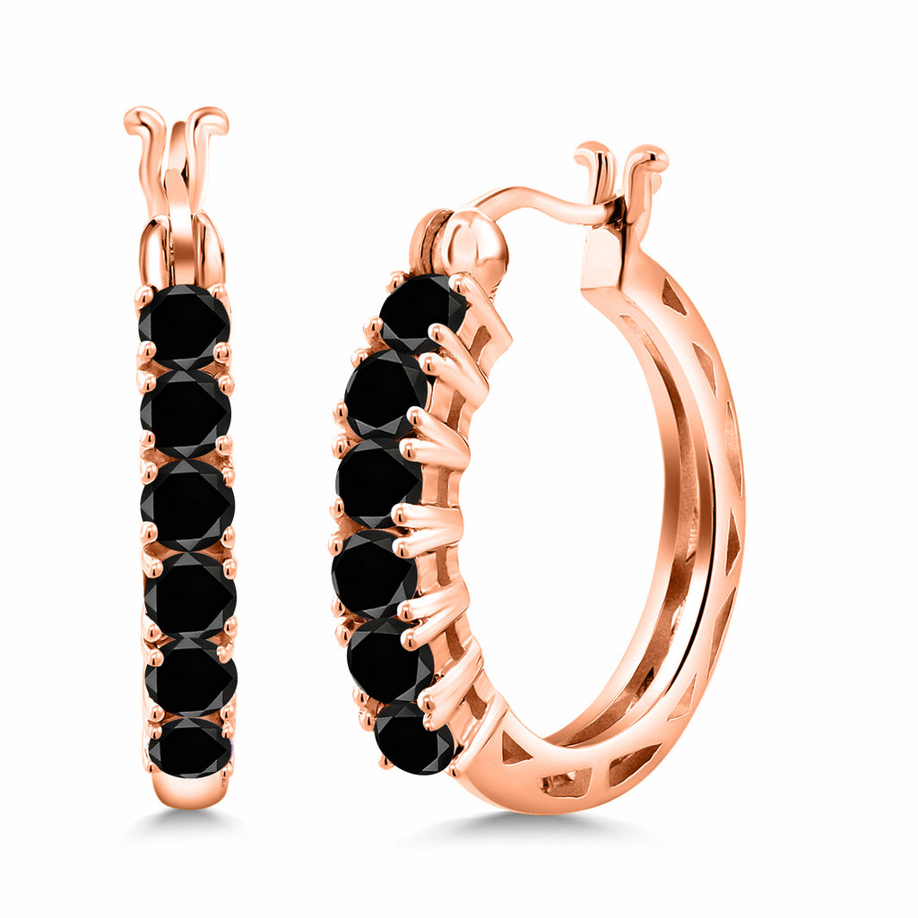 Black Diamond_925 Rose Gold Plated Silver_Earrings in 925 Rose Gold Plated Silver