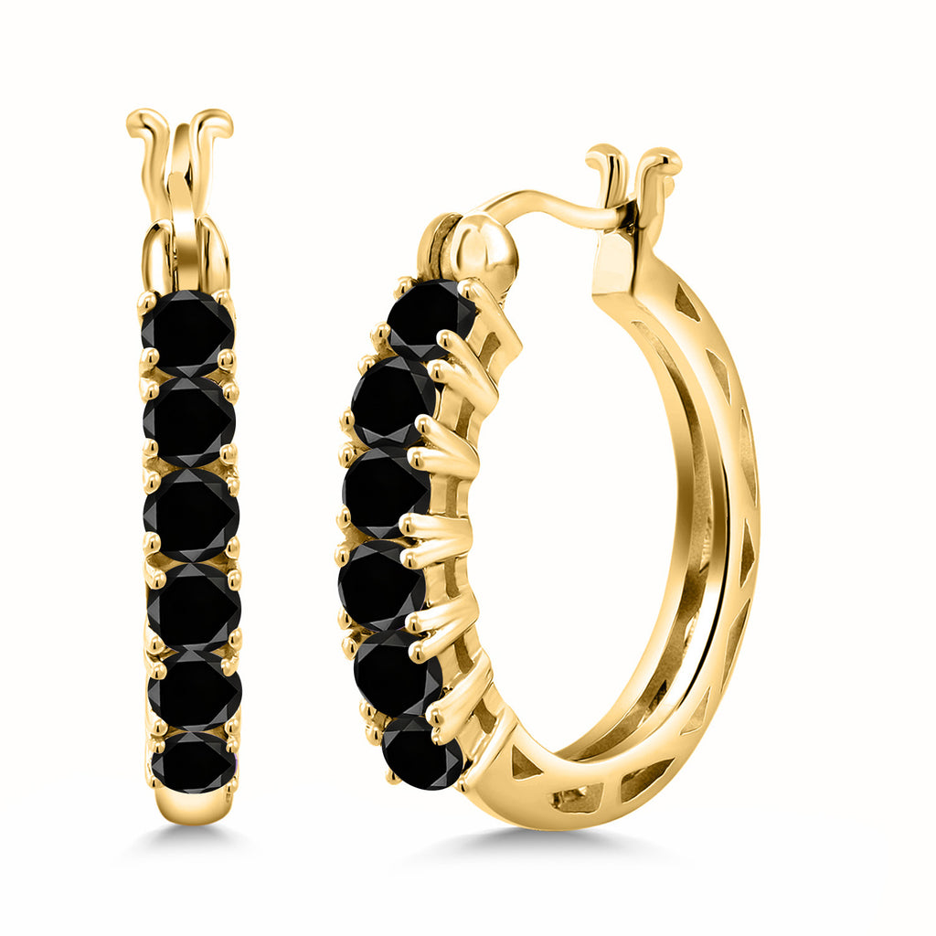 Black Diamond_925 Yellow Gold Plated Silver_Earrings in 925 Yellow Gold Plated Silver