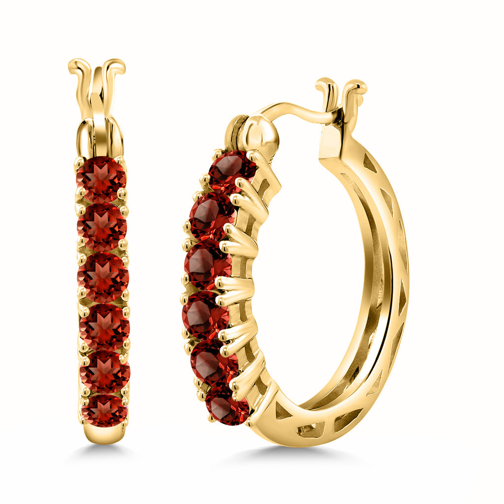 Garnet_925 Yellow Gold Plated Silver_Earrings in 925 Yellow Gold Plated Silver