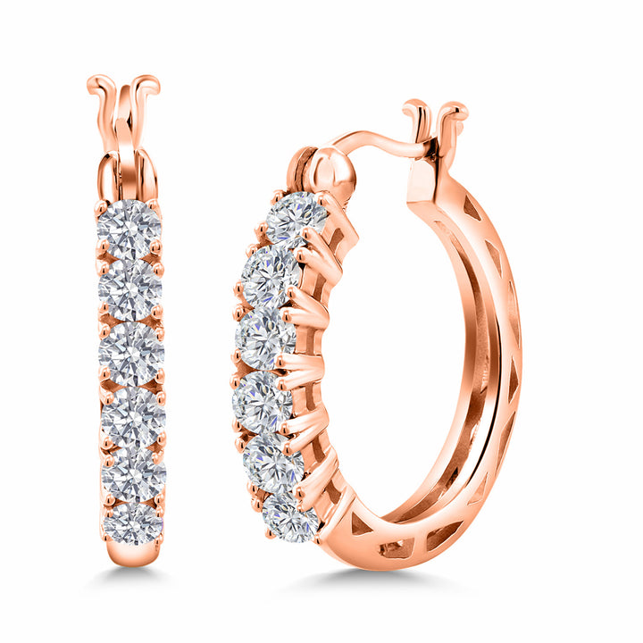 White Lab Grown Diamond_925 Rose Gold Plated Silver_Earrings in 925 Rose Gold Plated Silver