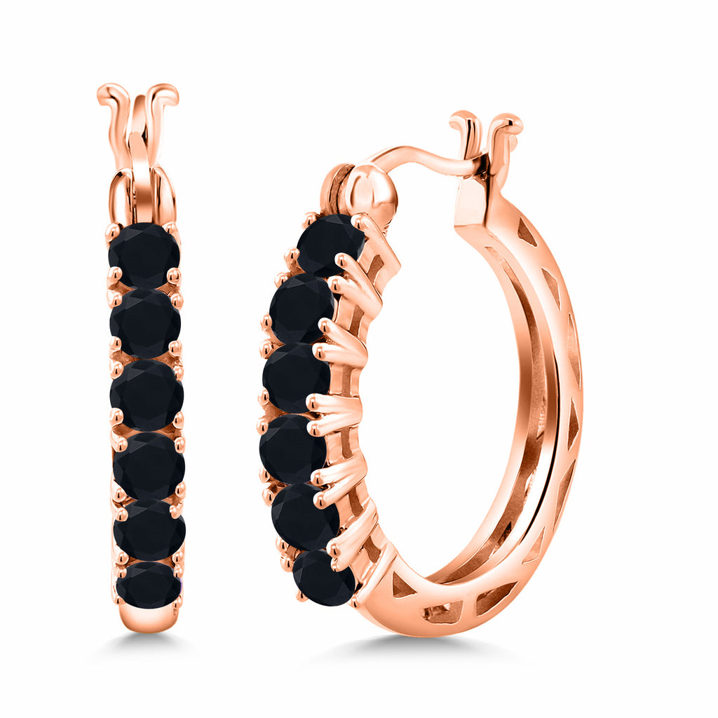 Onyx_925 Rose Gold Plated Silver_Earrings in 925 Rose Gold Plated Silver