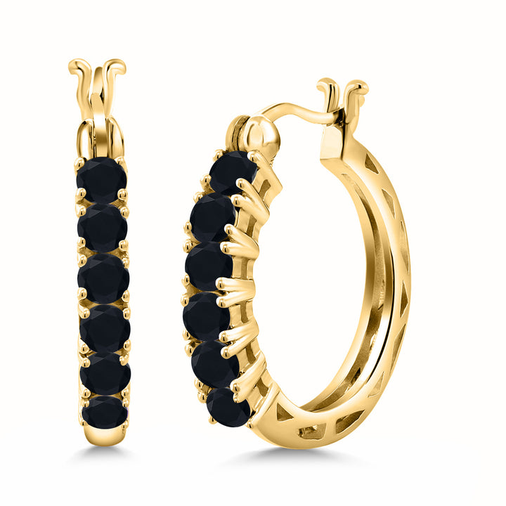 Onyx_925 Yellow Gold Plated Silver_Earrings in 925 Yellow Gold Plated Silver