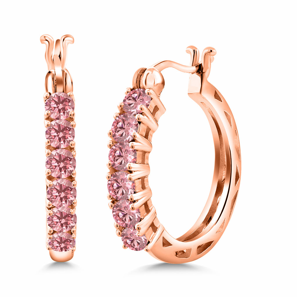 Pink Lab Grown Diamond_925 Rose Gold Plated Silver_Earrings in 925 Rose Gold Plated Silver