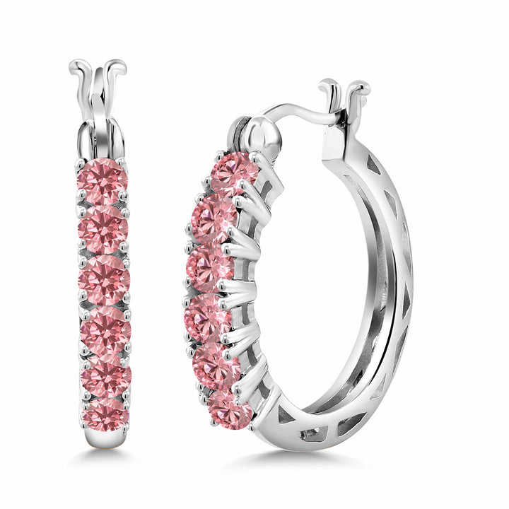 Pink Lab Grown Diamond_925 Sterling Silver_Earrings in 925 Sterling Silver