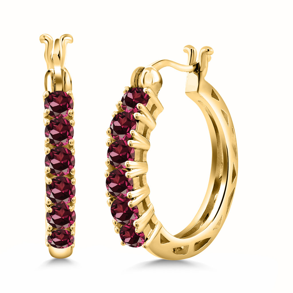 Rhodolite Garnet_925 Yellow Gold Plated Silver_Earrings in 925 Yellow Gold Plated Silver