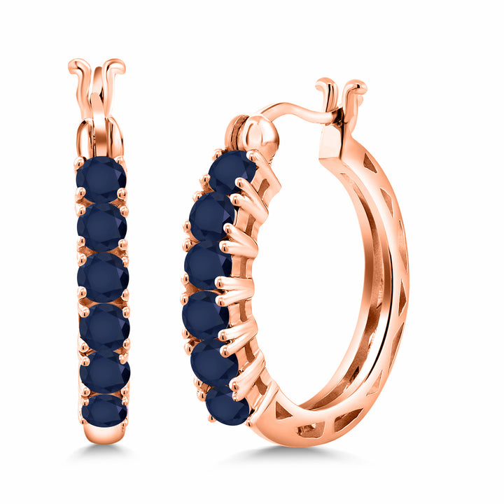 Blue Sapphire_925 Rose Gold Plated Silver_Earrings in 925 Rose Gold Plated Silver