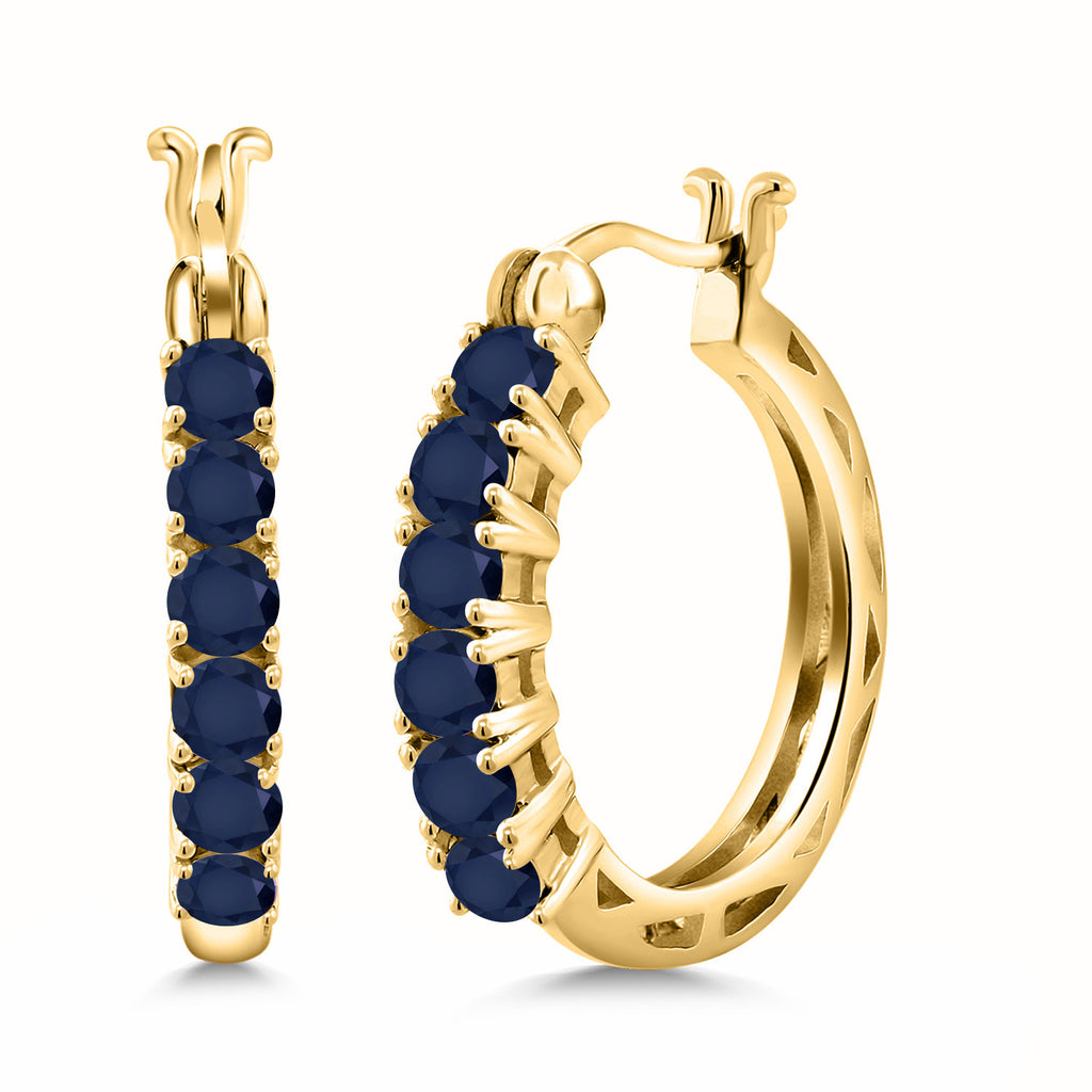 Blue Sapphire_925 Yellow Gold Plated Silver_Earrings in 925 Yellow Gold Plated Silver