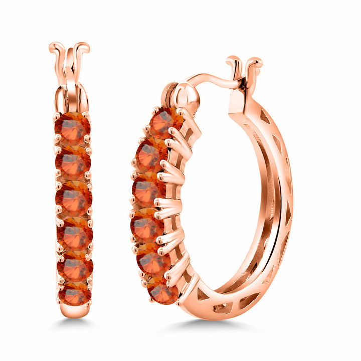 Orange Sapphire_925 Rose Gold Plated Silver_Earrings in 925 Rose Gold Plated Silver