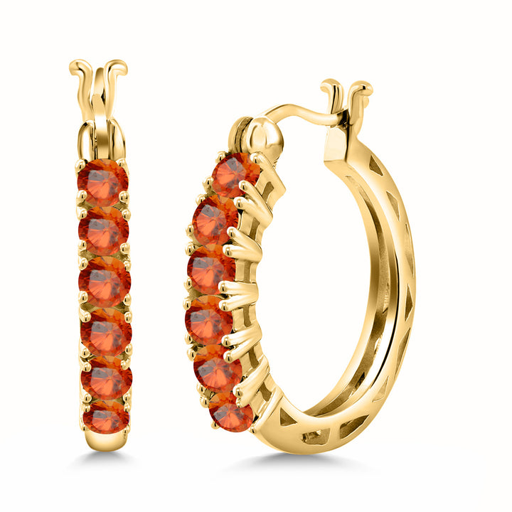 Orange Sapphire_925 Yellow Gold Plated Silver_Earrings in 925 Yellow Gold Plated Silver