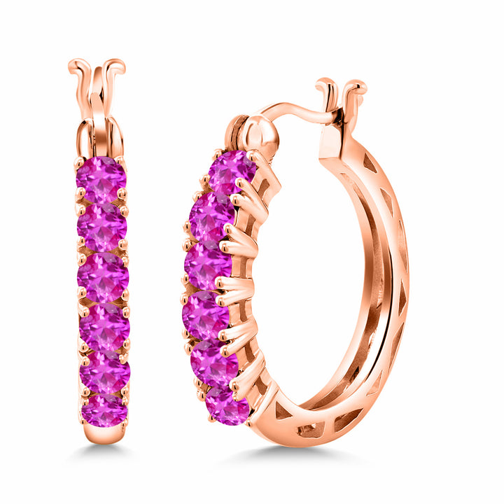 Pink Sapphire_925 Rose Gold Plated Silver_Earrings in 925 Rose Gold Plated Silver