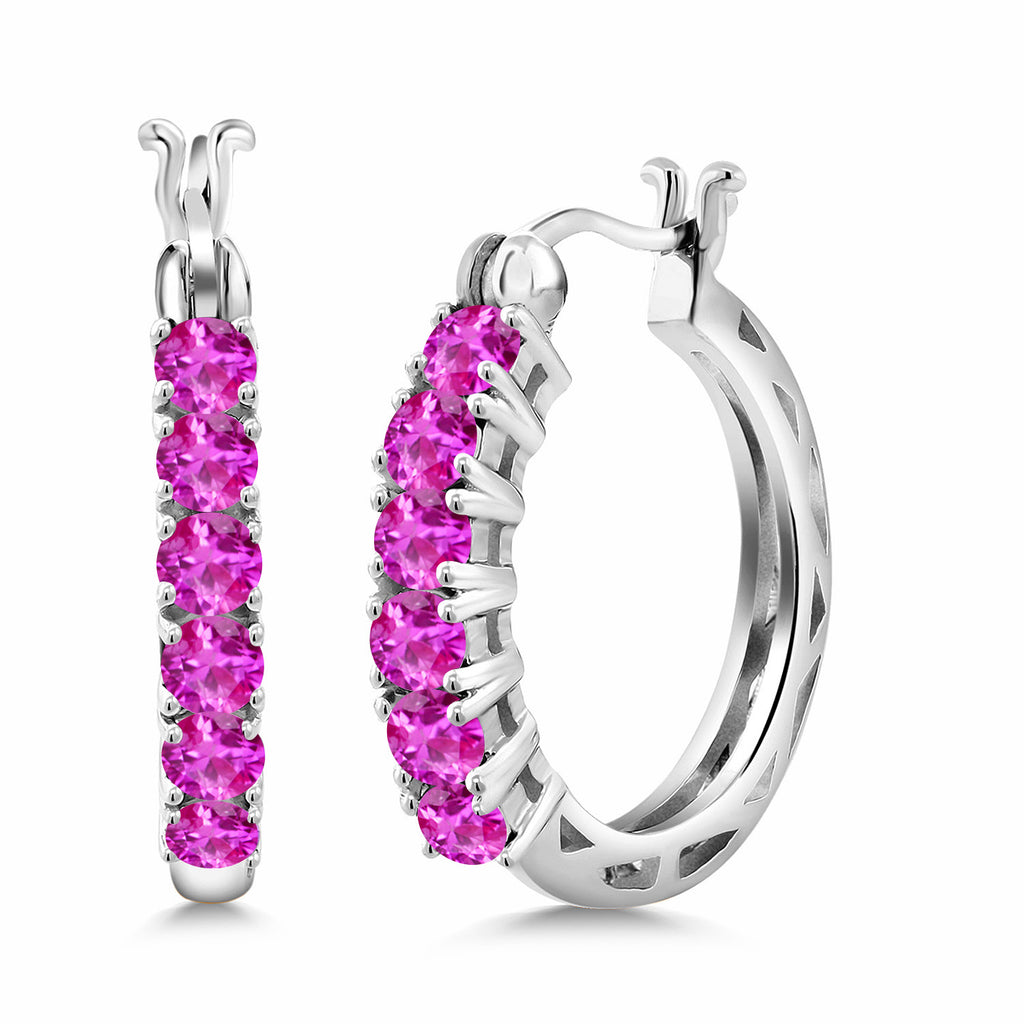 Pink Sapphire_925 Sterling Silver_Earrings in 925 Sterling Silver