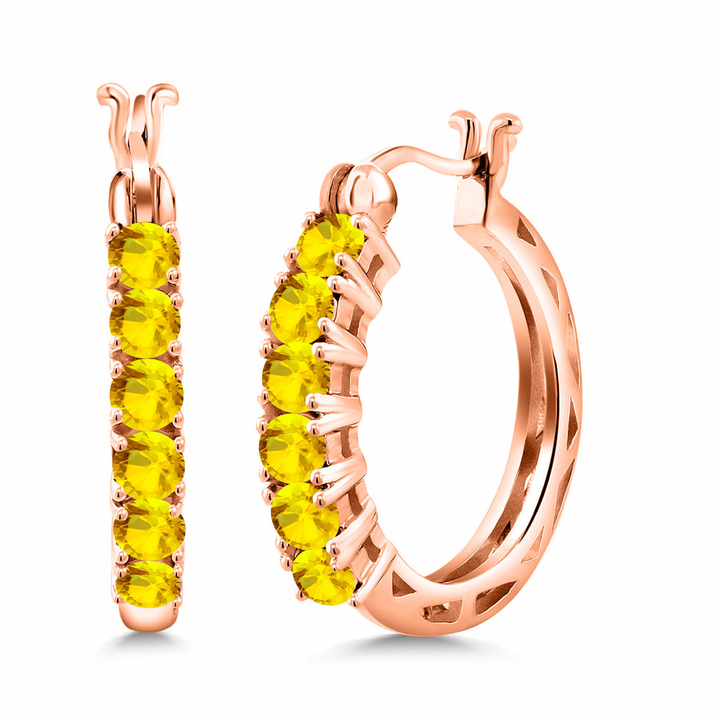 Yellow Sapphire_925 Rose Gold Plated Silver_Earrings in 925 Rose Gold Plated Silver
