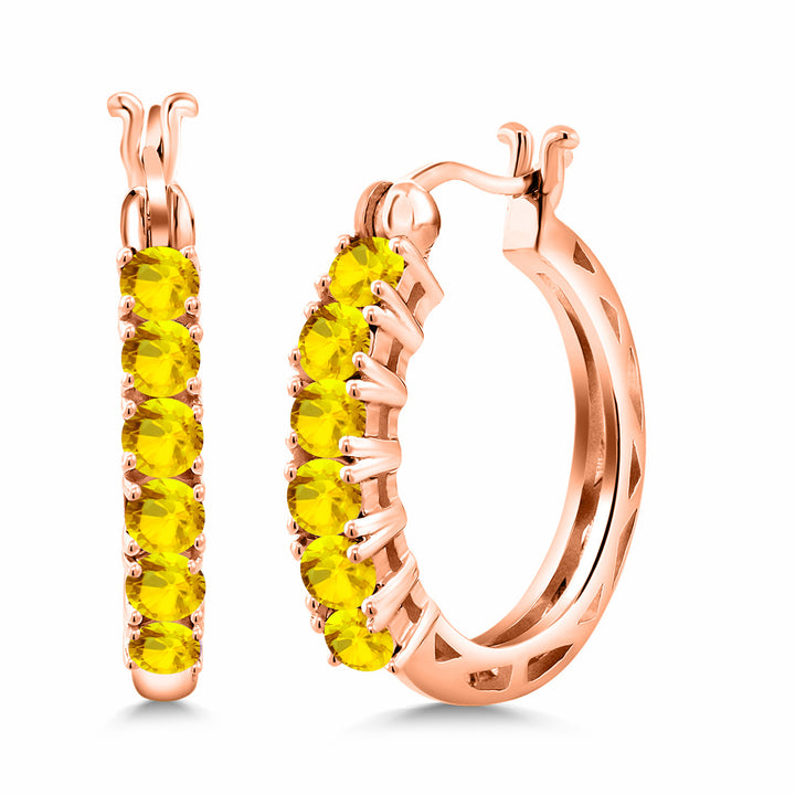 Yellow Sapphire_925 Rose Gold Plated Silver_Earrings in 925 Rose Gold Plated Silver