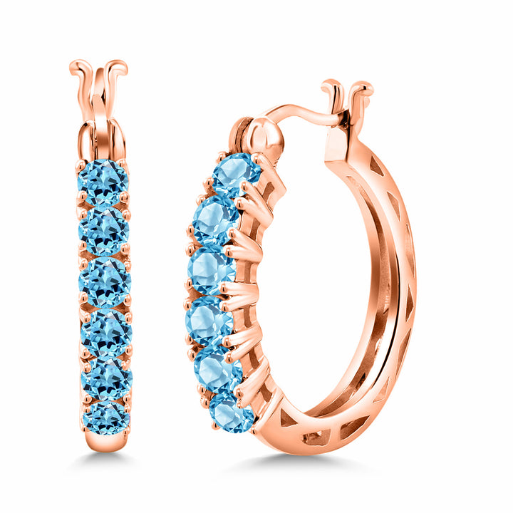 Swiss Blue Topaz_925 Rose Gold Plated Silver_Earrings in 925 Rose Gold Plated Silver