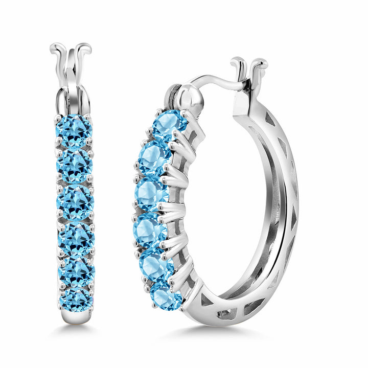 Swiss Blue Topaz_925 Sterling Silver_Earrings in 925 Sterling Silver