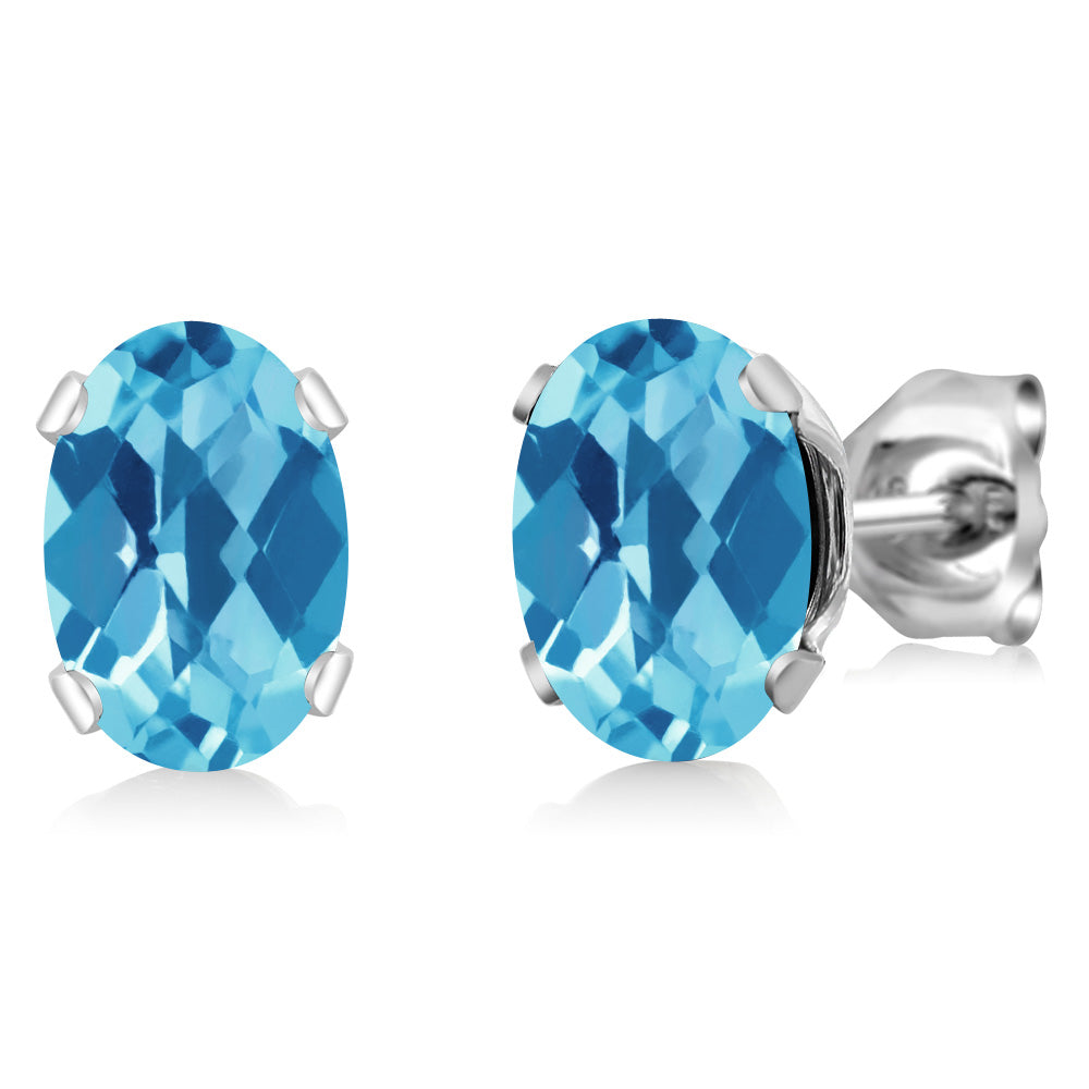 Swiss Blue Topaz-Checkerboard_Earrings in 925 Sterling Silver