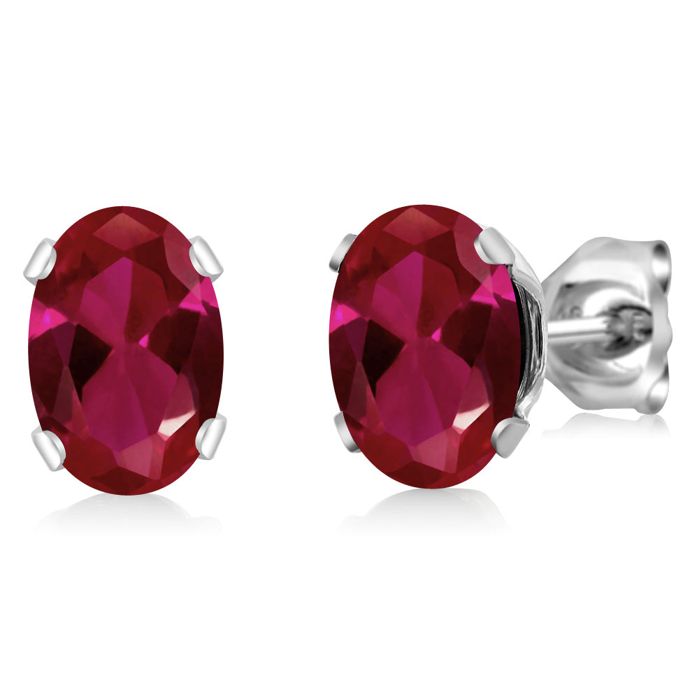 Created Ruby - July_Earrings in 925 Sterling Silver